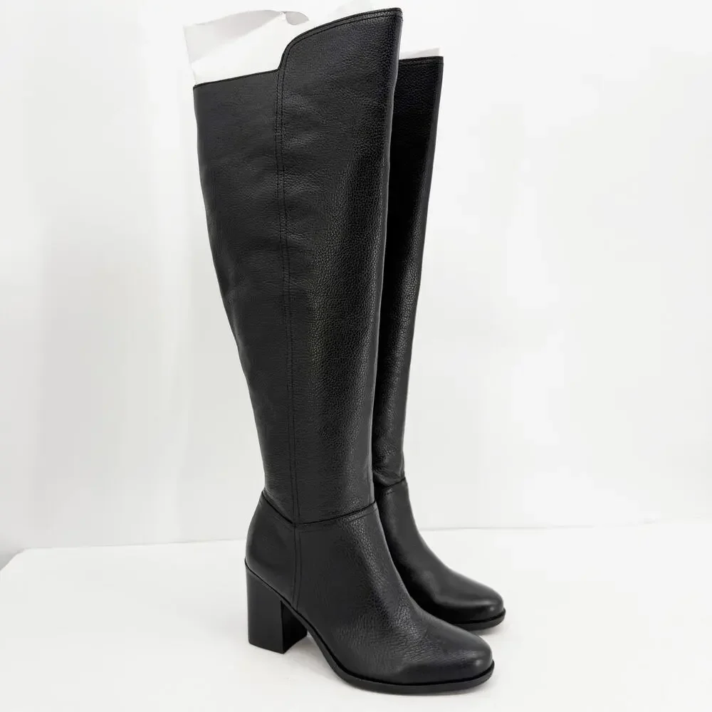Naturalizer Womens Kyrie Knee High Boots Size 7 M Wide Calf Black Leather NIB